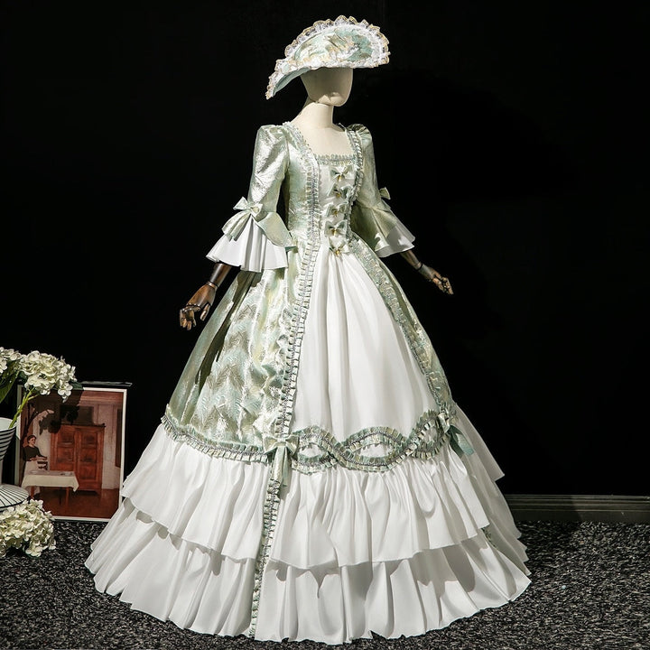 Ball Gown Square Neck 3/4 Length Sleeves Floor-Length Rococo Victorian Party Costume Masquerade Cosplay Prom Dress