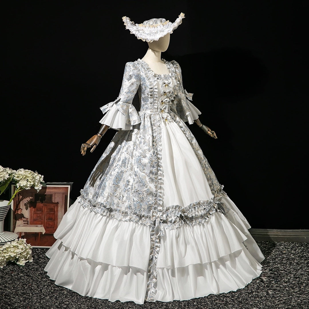 Ball Gown Square Neck 3/4 Length Sleeves Floor-Length Rococo Victorian Party Costume Masquerade Cosplay Prom Dress