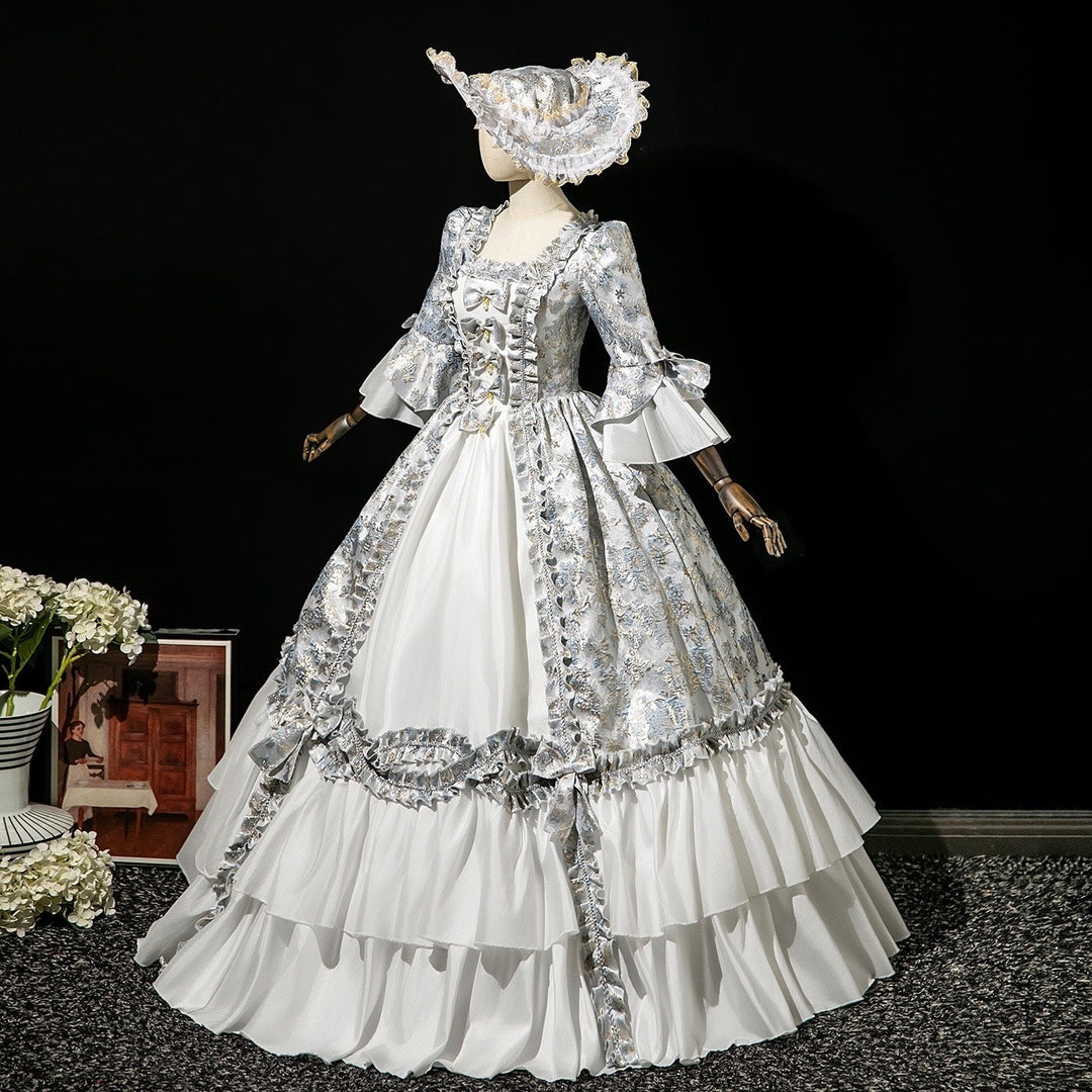 Ball Gown Square Neck 3/4 Length Sleeves Floor-Length Rococo Victorian Party Costume Masquerade Cosplay Prom Dress