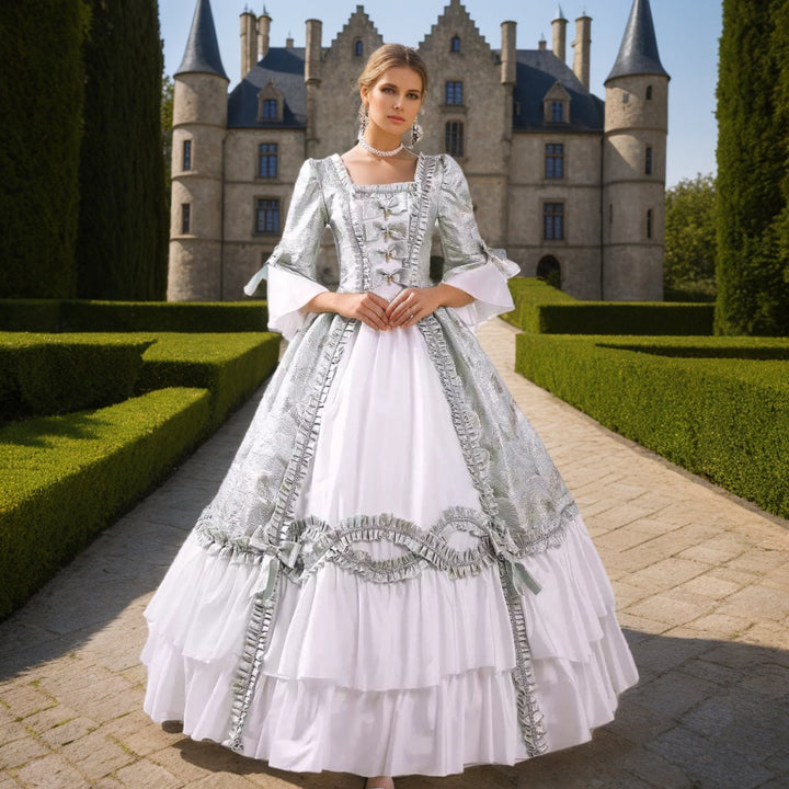 Ball Gown Square Neck 3/4 Length Sleeves Floor-Length Rococo Victorian Party Costume Masquerade Cosplay Prom Dress