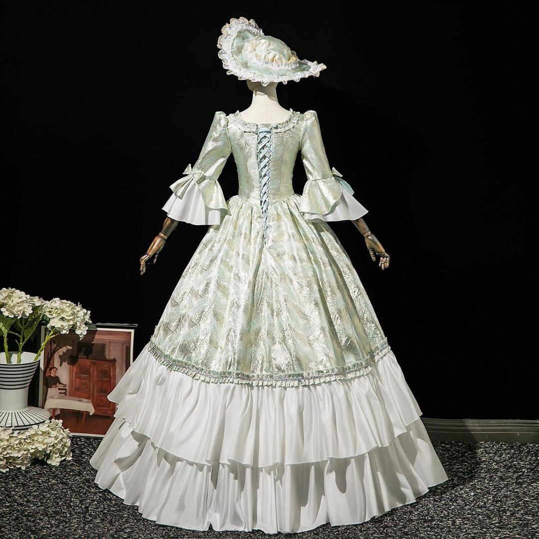 Ball Gown Square Neck 3/4 Length Sleeves Floor-Length Rococo Victorian Party Costume Masquerade Cosplay Prom Dress