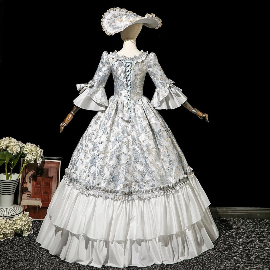 Ball Gown Square Neck 3/4 Length Sleeves Floor-Length Rococo Victorian Party Costume Masquerade Cosplay Prom Dress