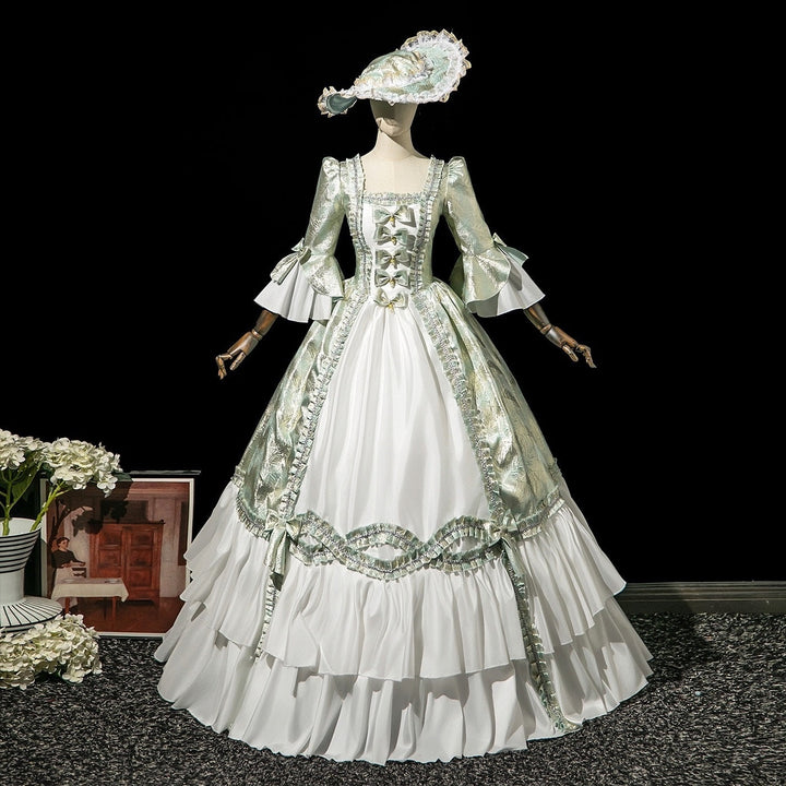 Ball Gown Square Neck 3/4 Length Sleeves Floor-Length Rococo Victorian Party Costume Masquerade Cosplay Prom Dress