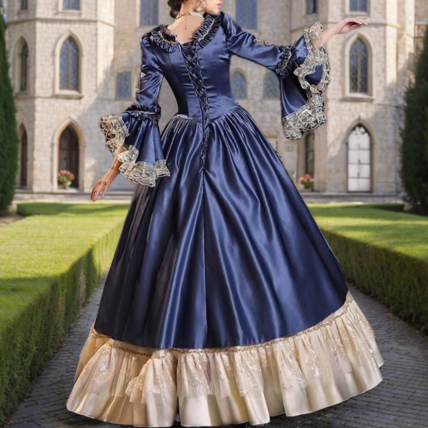 Ball Gown Square Neck Long Sleeves Floor-Length Rococo Victorian Party Costume Masquerade Prom Quinceanera Dress