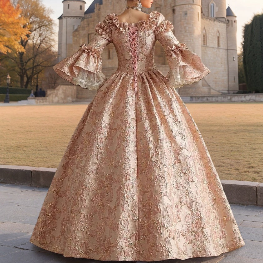 Ball Gown Square Neck Long Sleeves Floor-Length Rococo Victorian Party Cosplay Costume Princess Masquerade Prom Quinceanera Dress