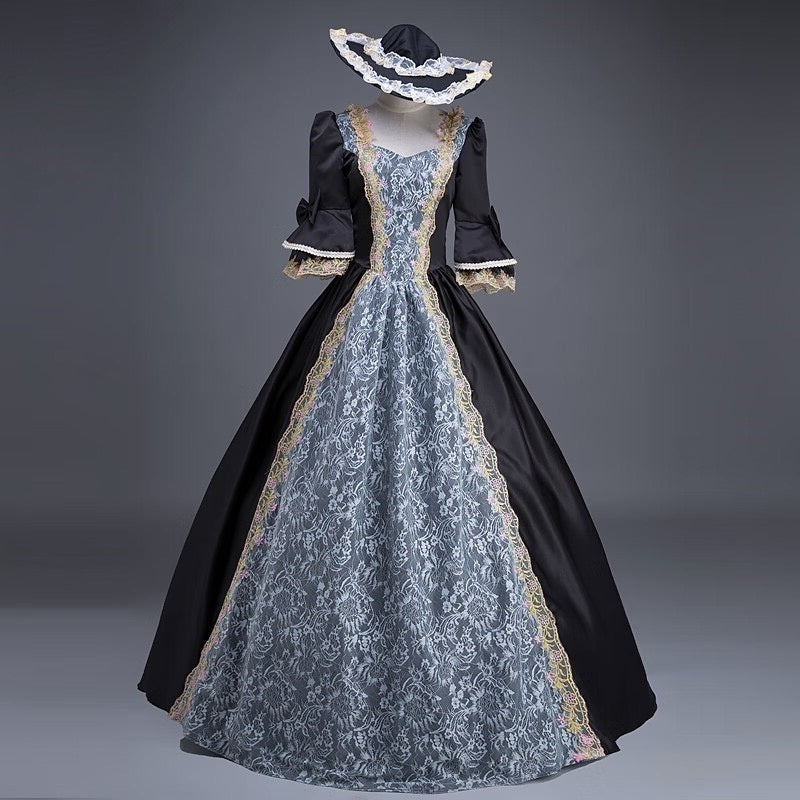 Ball Gown Sweetheart Neck Half Sleeves Floor-Length Rococo Victorian Party Cosplay Costume Masquerade Prom Quinceanera Dress