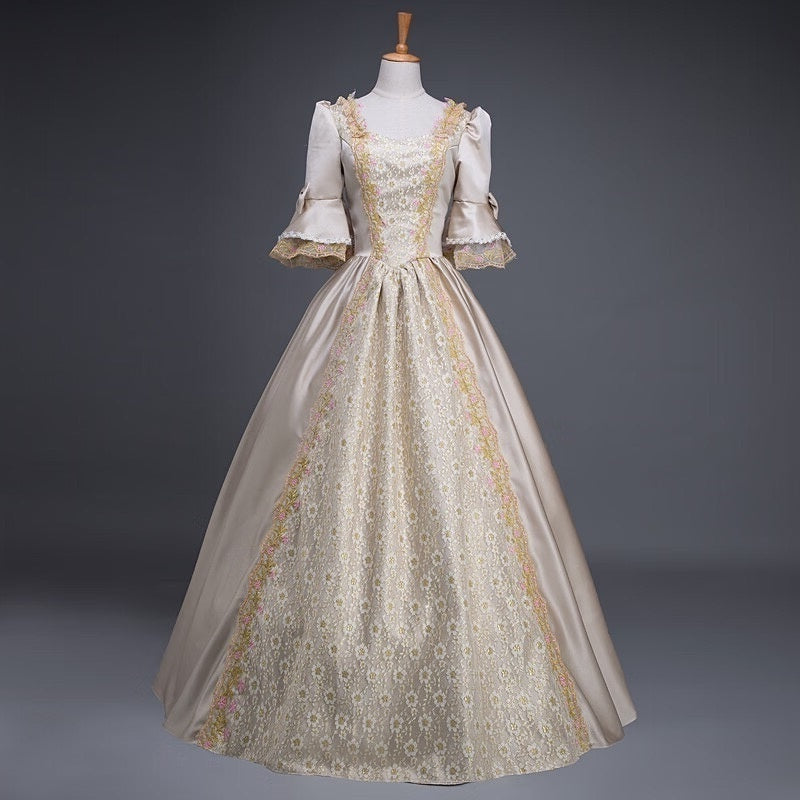 Ball Gown Sweetheart Neck Half Sleeves Floor-Length Rococo Victorian Party Cosplay Costume Masquerade Prom Quinceanera Dress