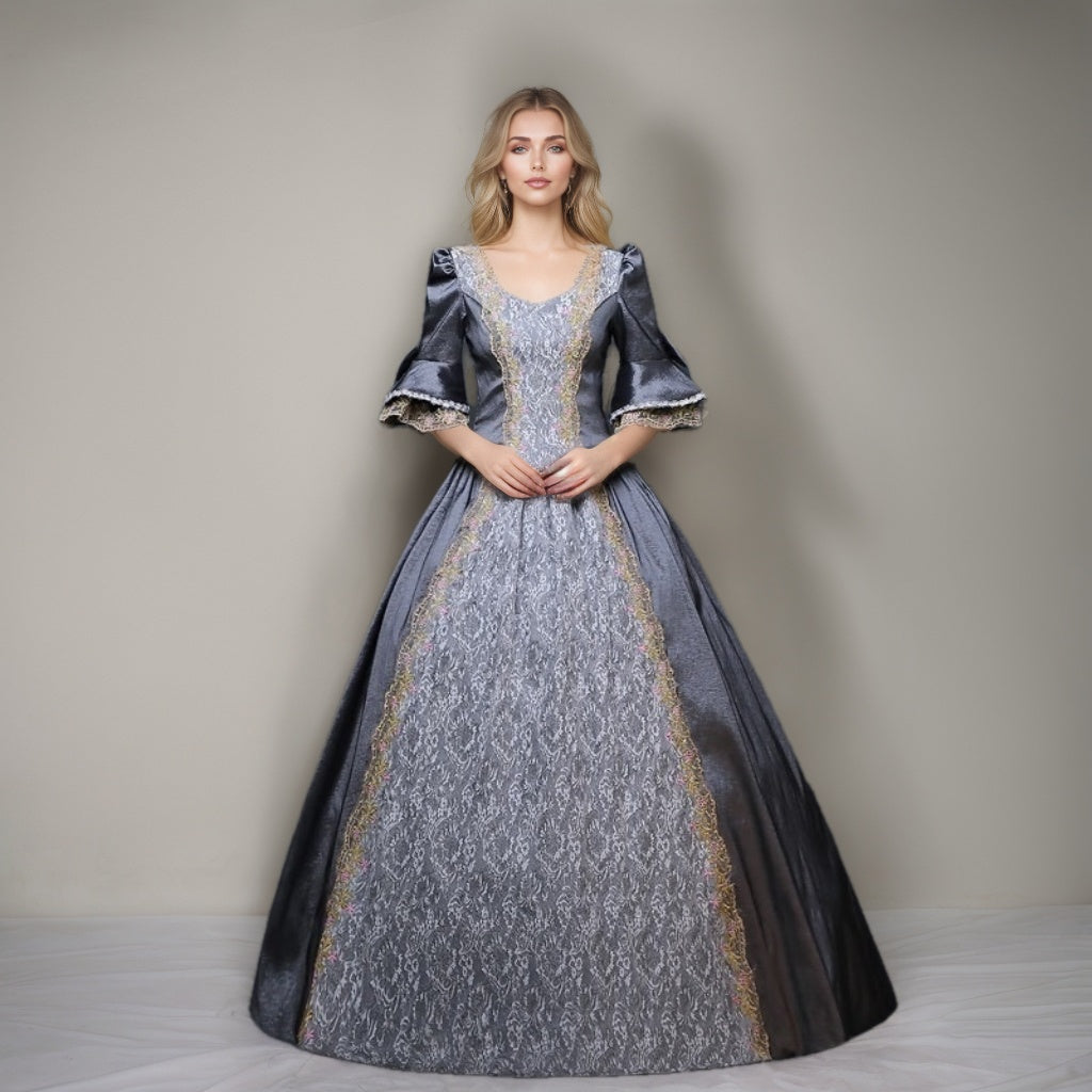 Ball Gown Sweetheart Neck Half Sleeves Floor-Length Rococo Victorian Party Cosplay Costume Masquerade Prom Quinceanera Dress