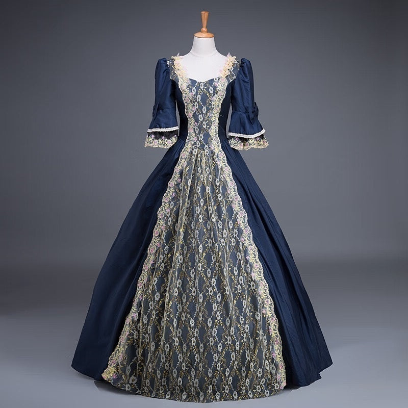 Ball Gown Sweetheart Neck Half Sleeves Floor-Length Rococo Victorian Party Cosplay Costume Masquerade Prom Quinceanera Dress