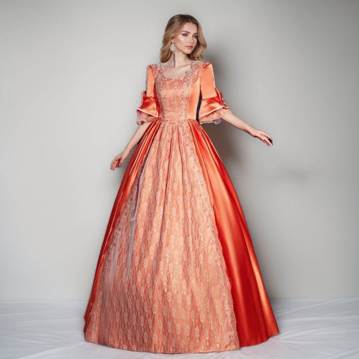 Ball Gown Sweetheart Neck Half Sleeves Floor-Length Rococo Victorian Party Cosplay Costume Masquerade Prom Quinceanera Dress