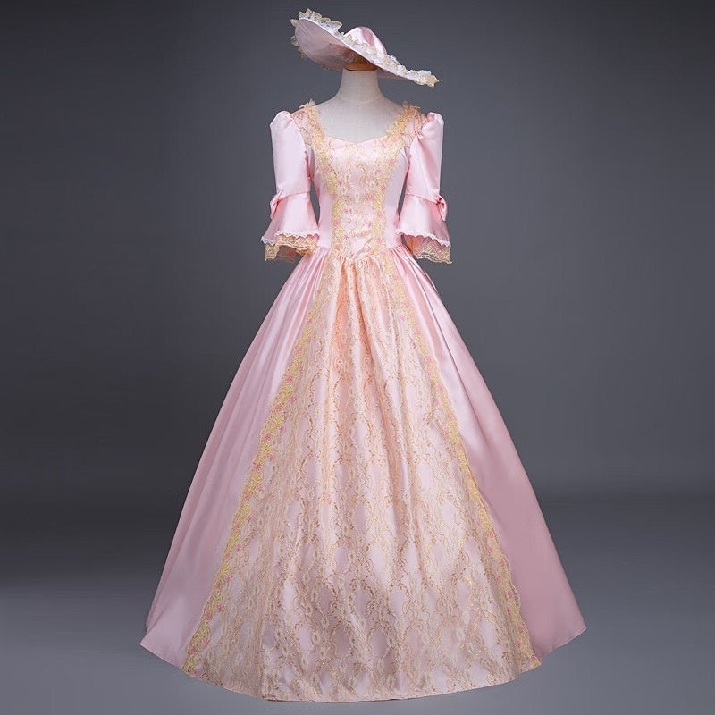 Ball Gown Sweetheart Neck Half Sleeves Floor-Length Rococo Victorian Party Cosplay Costume Masquerade Prom Quinceanera Dress