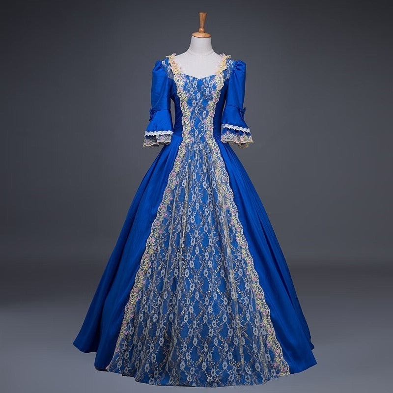 Ball Gown Sweetheart Neck Half Sleeves Floor-Length Rococo Victorian Party Cosplay Costume Masquerade Prom Quinceanera Dress