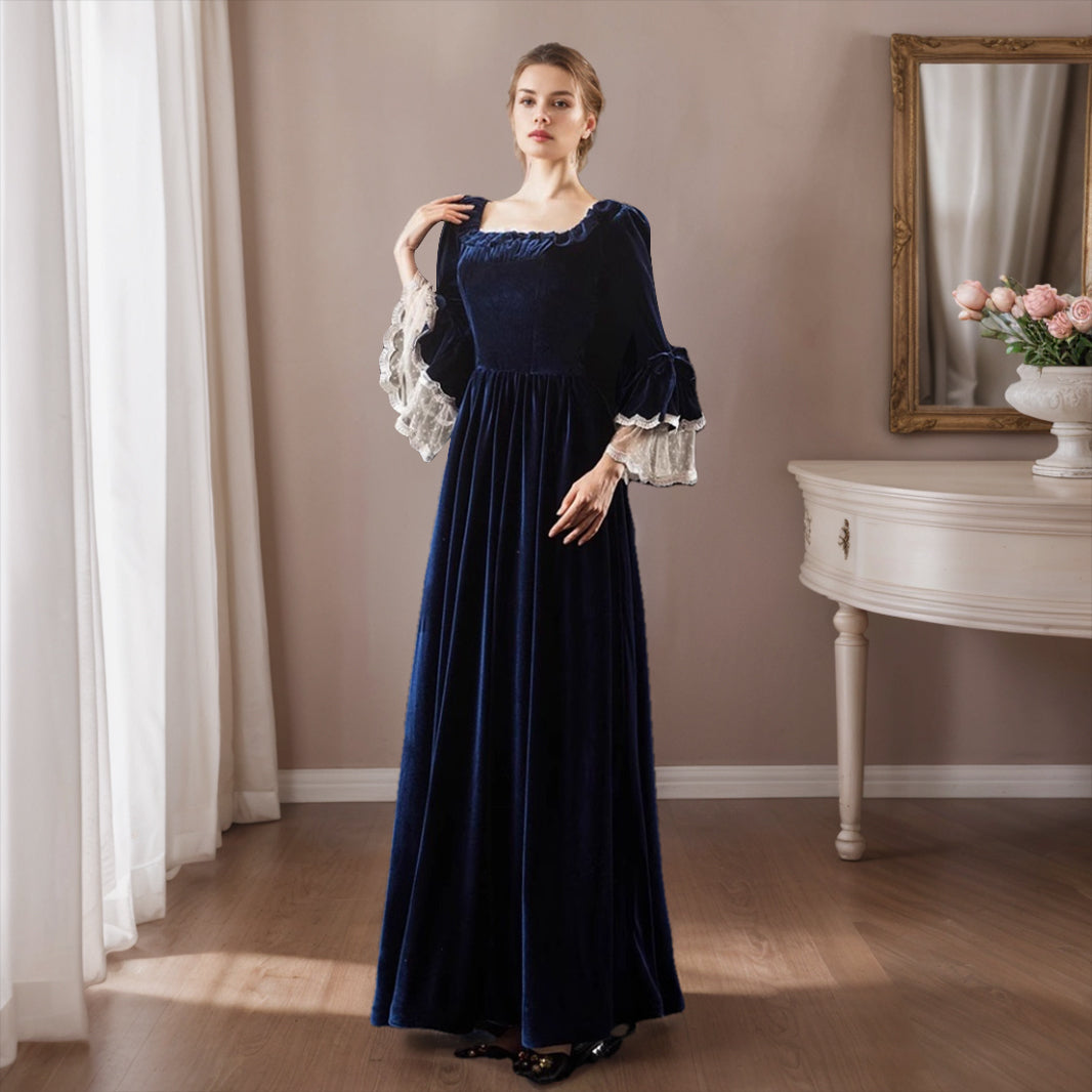 Ball Gown Square Neck 3/4 Length Sleeves Floor Length Royal Halloween Baroque Victorian Party Costume Masquerade Lace Party & Evening Rococo Dress