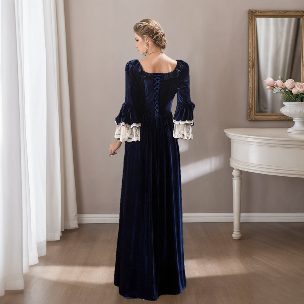 Ball Gown Square Neck 3/4 Length Sleeves Floor Length Royal Halloween Baroque Victorian Party Costume Masquerade Lace Party & Evening Rococo Dress