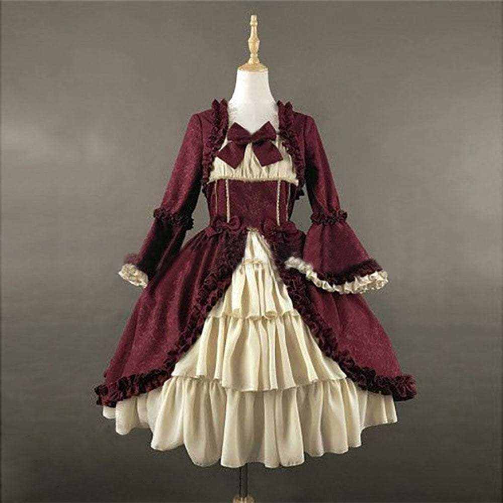 Women's Trumpet Sleeve Lace Bow Masquerade Party & Evening Retro Vintage Gothic Lolita Rococo Dress