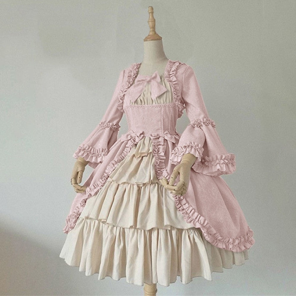 Women's Trumpet Sleeve Lace Bow Masquerade Party & Evening Retro Vintage Gothic Lolita Rococo Dress