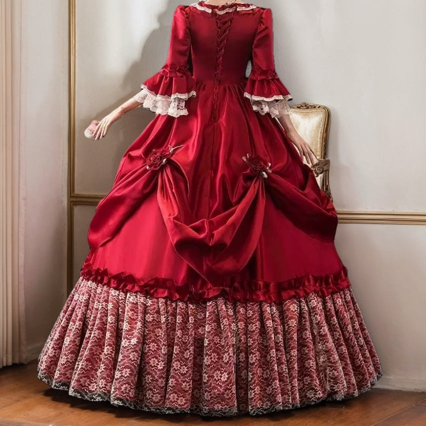Ball Gown Square Neck 3/4 Length Sleeves Floor-Length Victorian Party Costume Masquerade Cosplay Rococo Prom Quinceanera Dress