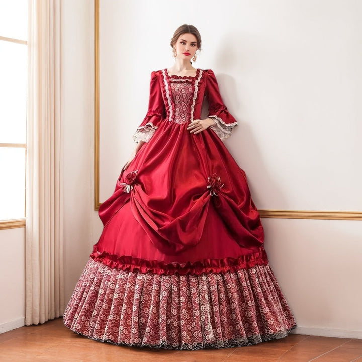 Ball Gown Square Neck 3/4 Length Sleeves Floor-Length Victorian Party Costume Masquerade Cosplay Rococo Prom Quinceanera Dress