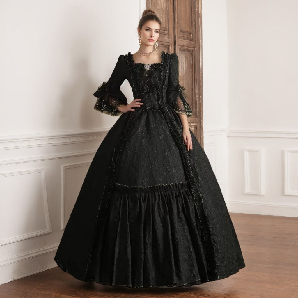 Ball Gown Square Neck 3/4 Length Sleeves Floor-Length Lace Victorian Party Costume Masquerade Cosplay Rococo Prom Quinceanera Dress