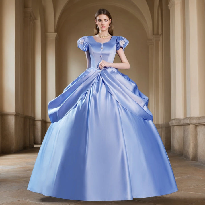Ball Gown Round Neck Short Sleeves Floor-Length Rococo Victorian Party Cosplay Costume Masquerade Prom Quinceanera Dress