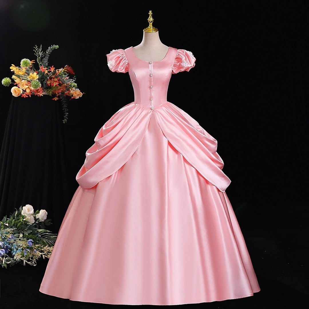 Ball Gown Round Neck Short Sleeves Floor-Length Rococo Victorian Party Cosplay Costume Masquerade Prom Quinceanera Dress