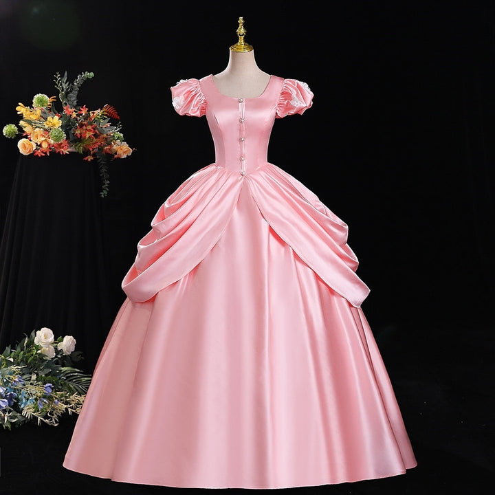 Ball Gown Round Neck Short Sleeves Floor-Length Rococo Victorian Party Cosplay Costume Masquerade Prom Quinceanera Dress
