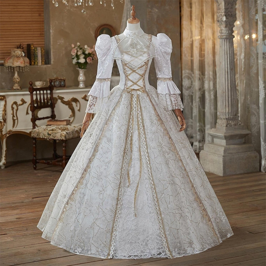 Ball Gown Jewel Neck 3/4 Length Sleeves Floor Length Victorian Party Costume Cosplay Masquerade Lace Party & Evening Rococo Dress
