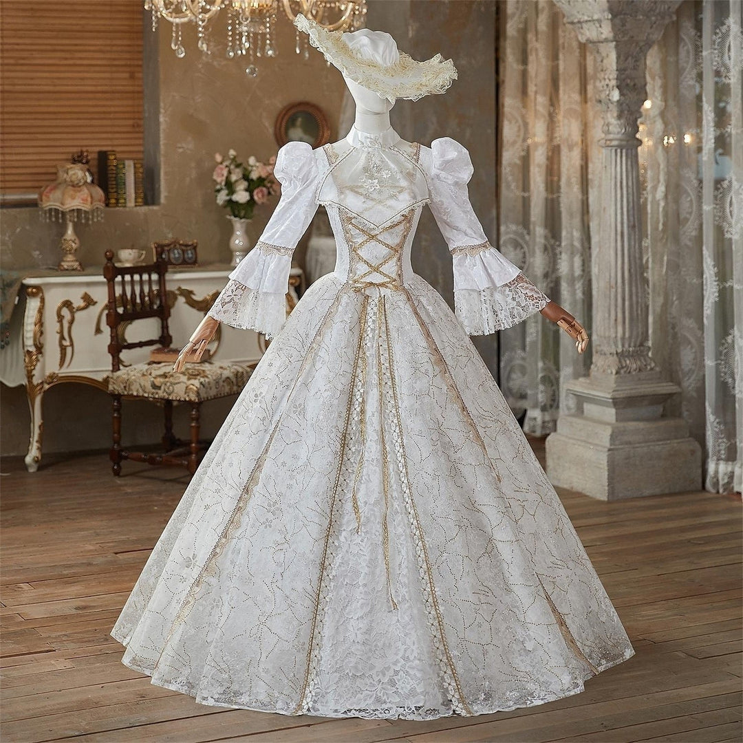 Ball Gown Jewel Neck 3/4 Length Sleeves Floor Length Victorian Party Costume Cosplay Masquerade Lace Party & Evening Rococo Dress