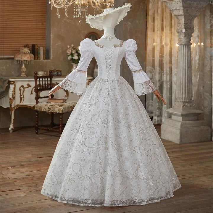 Ball Gown Jewel Neck 3/4 Length Sleeves Floor Length Victorian Party Costume Cosplay Masquerade Lace Party & Evening Rococo Dress