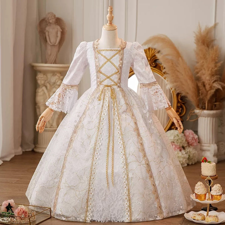 Girl's Ball Gown Jewel Neck 3/4 Length Sleeves Floor Length Victorian Party Costume Cosplay Masquerade Lace Party & Evening Rococo Dress