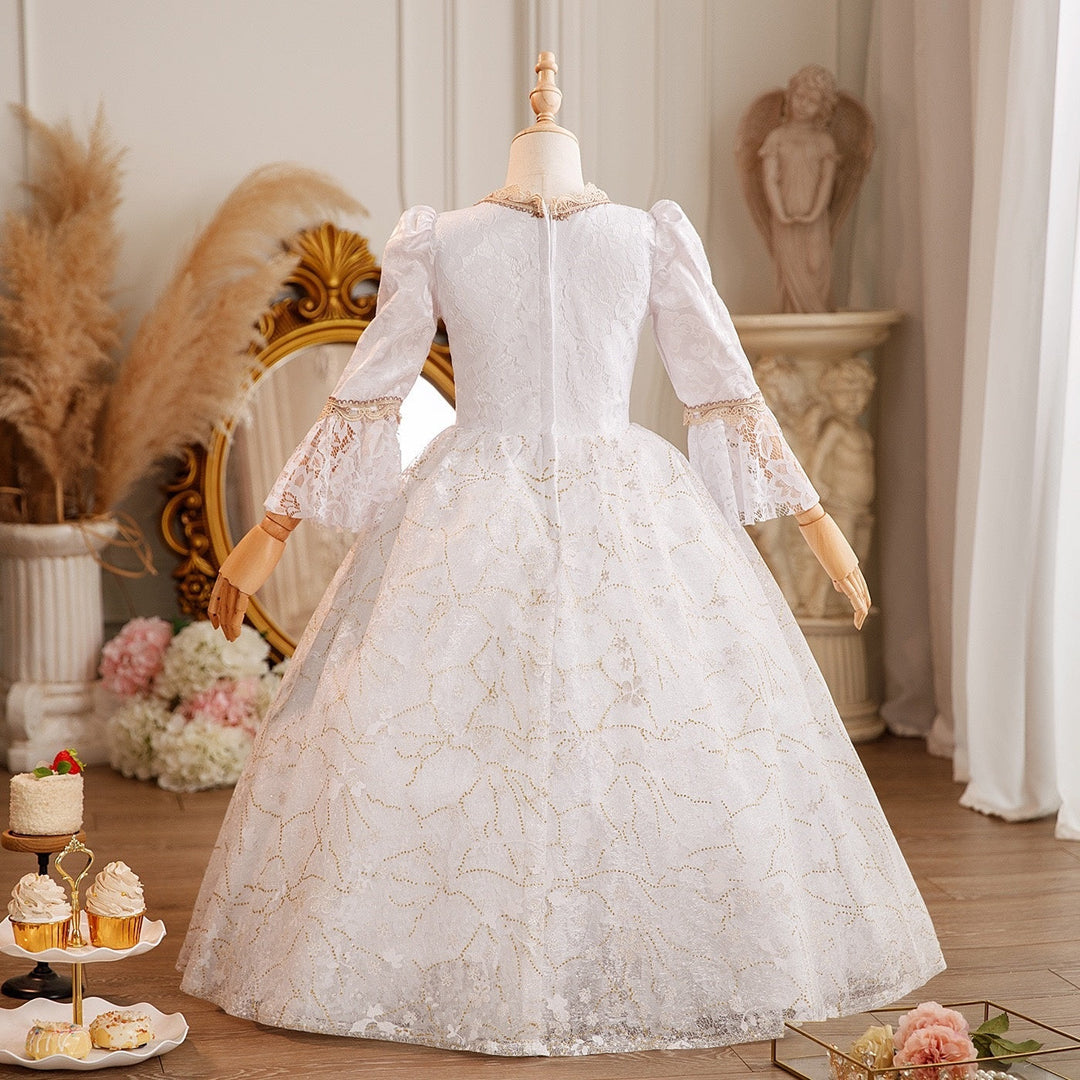 Girl's Ball Gown Jewel Neck 3/4 Length Sleeves Floor Length Victorian Party Costume Cosplay Masquerade Lace Party & Evening Rococo Dress