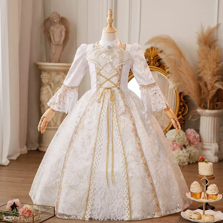 Girl's Ball Gown Jewel Neck 3/4 Length Sleeves Floor Length Victorian Party Costume Cosplay Masquerade Lace Party & Evening Rococo Dress
