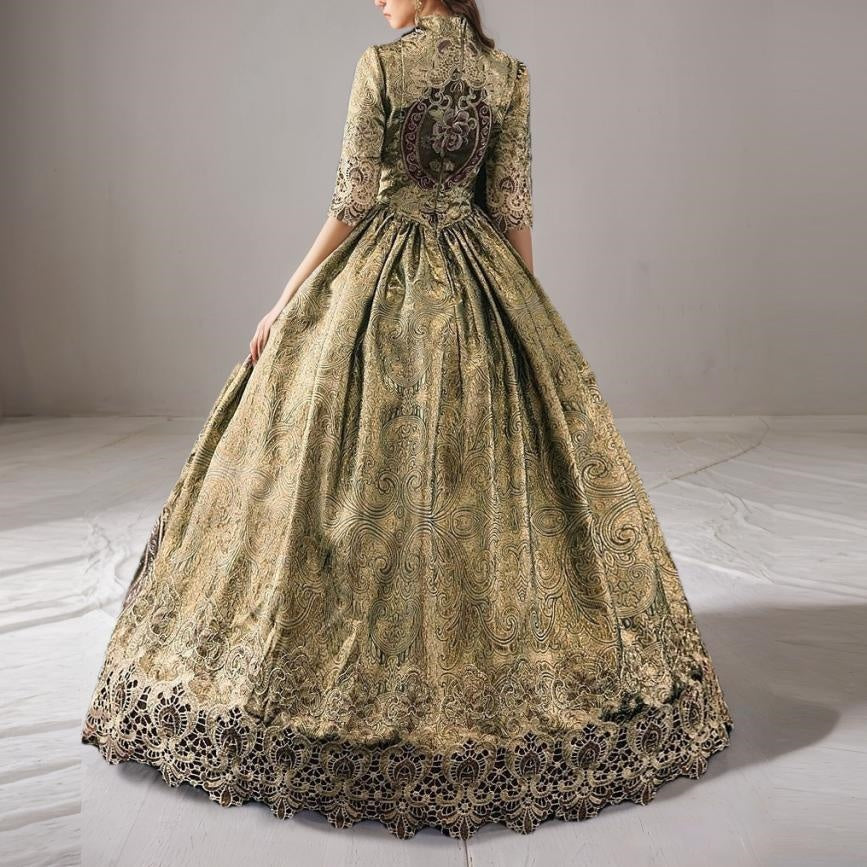 Ball Gown Jewel Neck Half Sleeves Floor Length Victorian Party Costume Cosplay Masquerade Lace Party & Evening Rococo Dress
