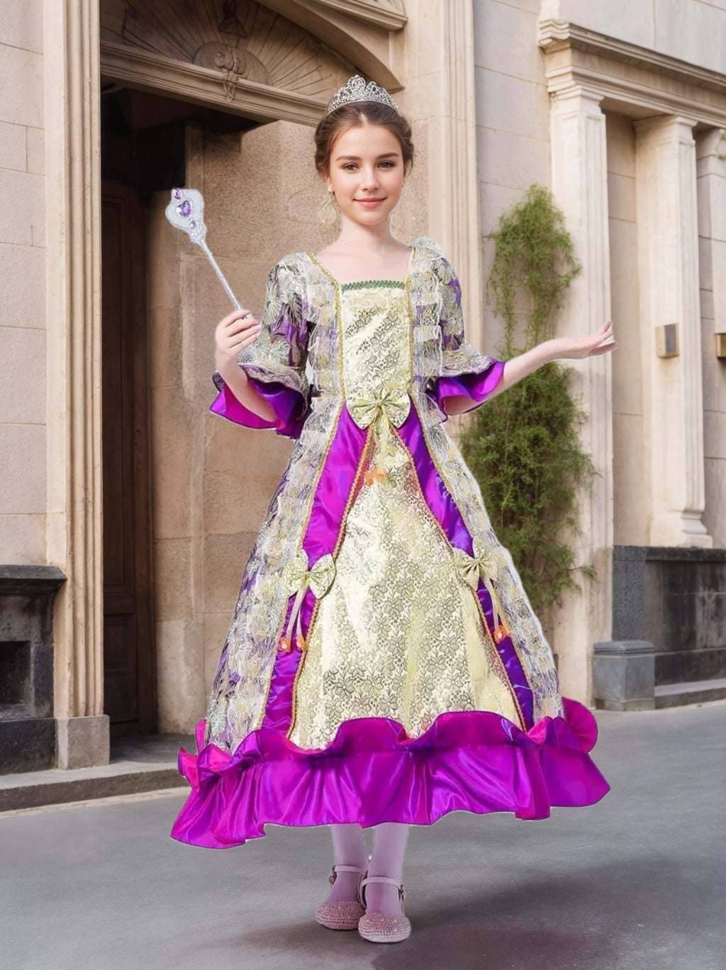 Girl's Ball Gown Square Neck 3/4 Length Sleeves Ankle-Length Victorian Party Costume Cosplay Rococo Prom Dress