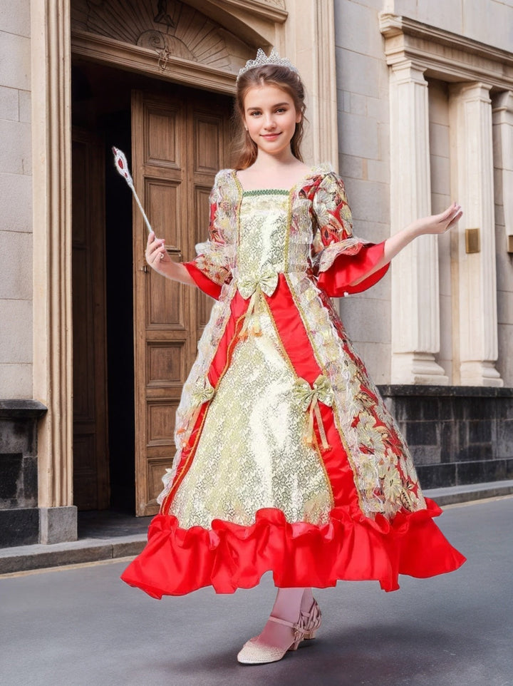 Girl's Ball Gown Square Neck 3/4 Length Sleeves Ankle-Length Victorian Party Costume Cosplay Rococo Prom Dress
