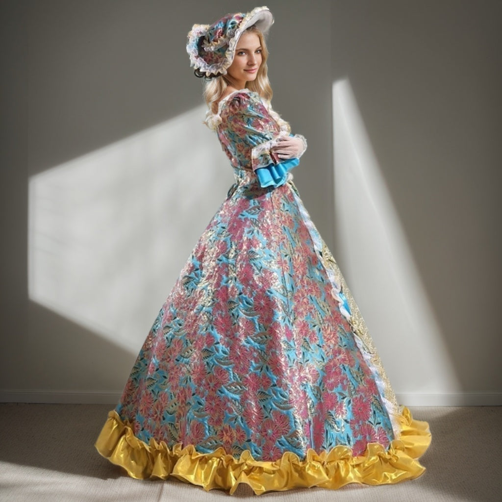 Ball Gown Square Neck 3/4 Length Sleeves Floor-Length Victorian Party Costume Cosplay Rococo Prom Dress