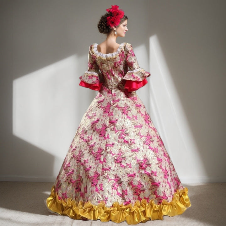 Ball Gown Square Neck 3/4 Length Sleeves Floor-Length Victorian Party Costume Cosplay Rococo Prom Dress