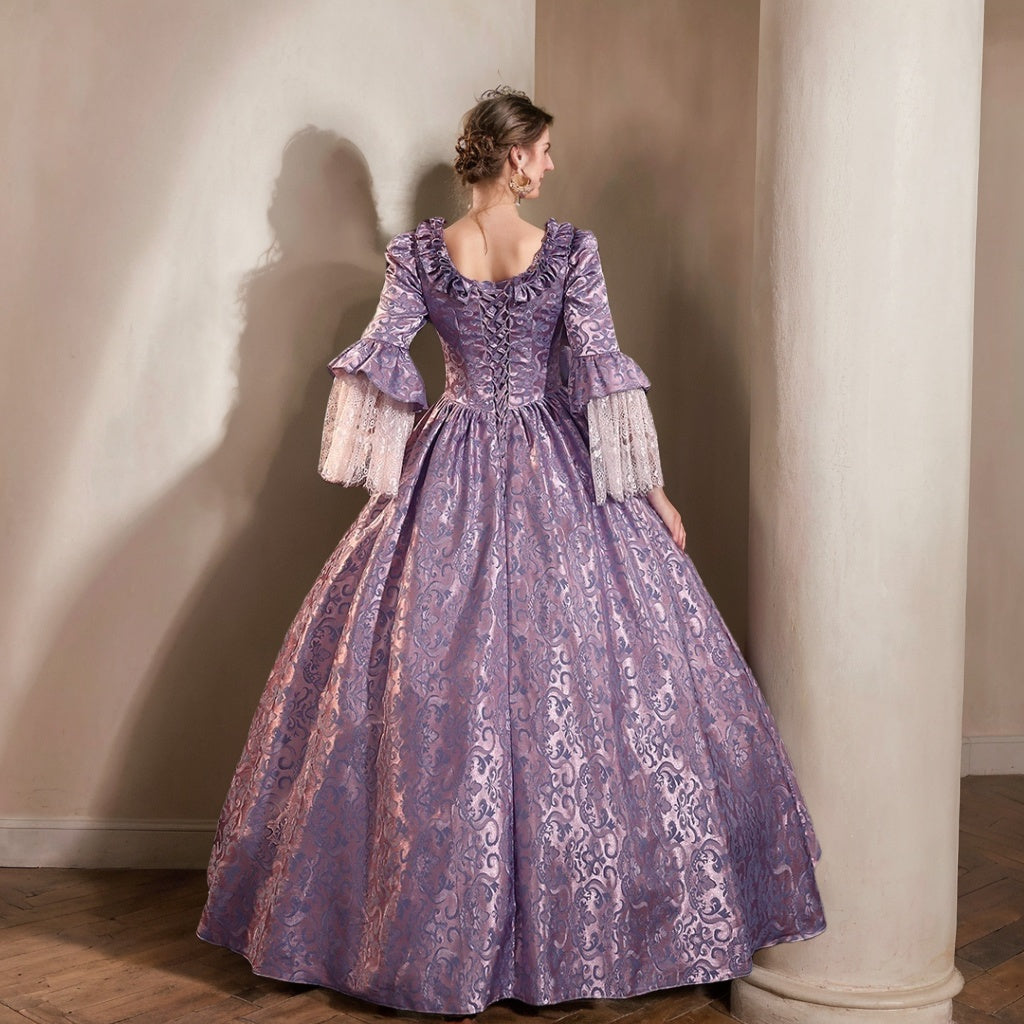 Ball Gown Square Neck 3/4 Length Sleeves Floor-Length Evening Party Gothic Victorian Vintage Inspired Costume Medieval Princess Prom Dress