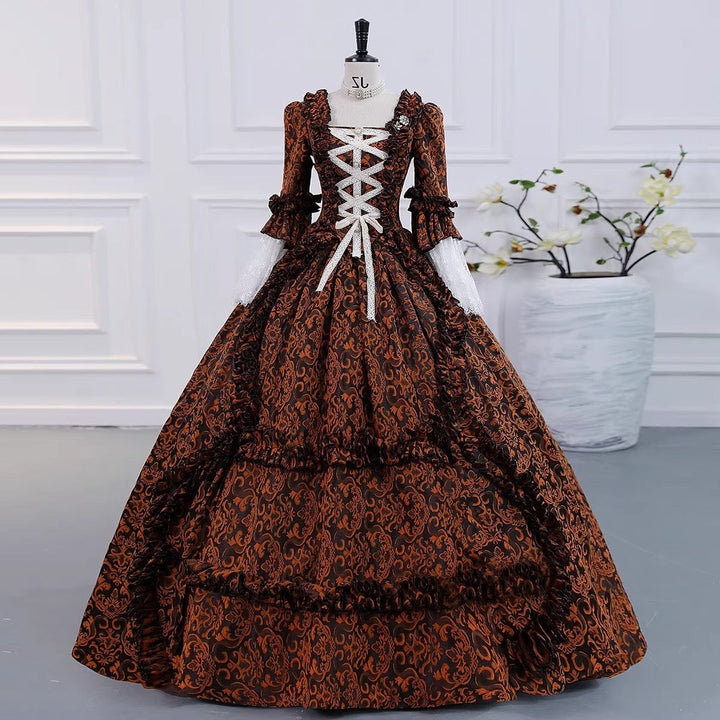 Ball Gown Square Neck 3/4 Length Sleeves Floor-Length Evening Party Gothic Victorian Vintage Inspired Costume Medieval Princess Prom Dress