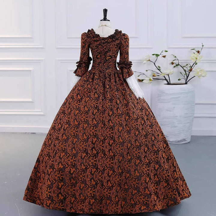 Ball Gown Square Neck 3/4 Length Sleeves Floor-Length Evening Party Gothic Victorian Vintage Inspired Costume Medieval Princess Prom Dress