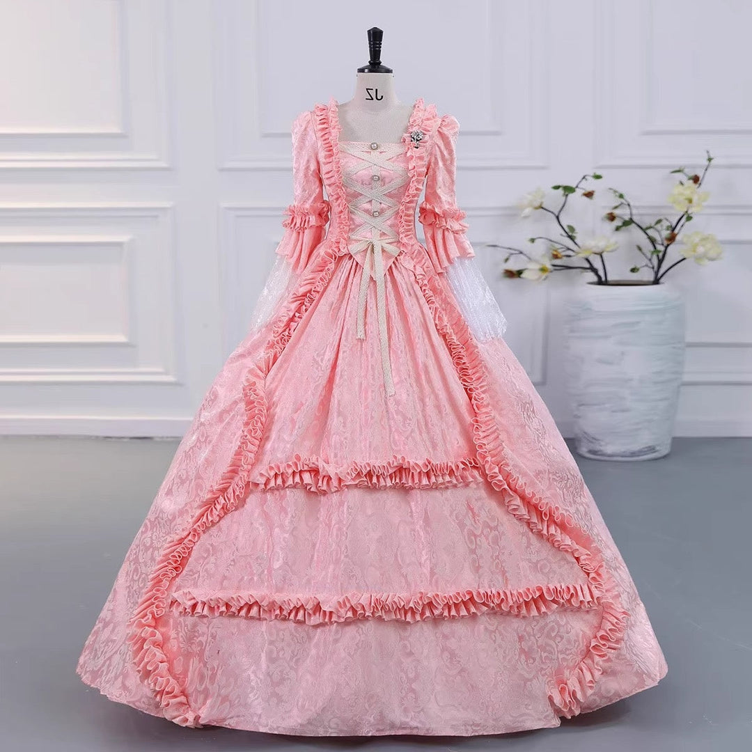 Ball Gown Square Neck 3/4 Length Sleeves Floor-Length Evening Party Gothic Victorian Vintage Inspired Costume Medieval Princess Prom Dress