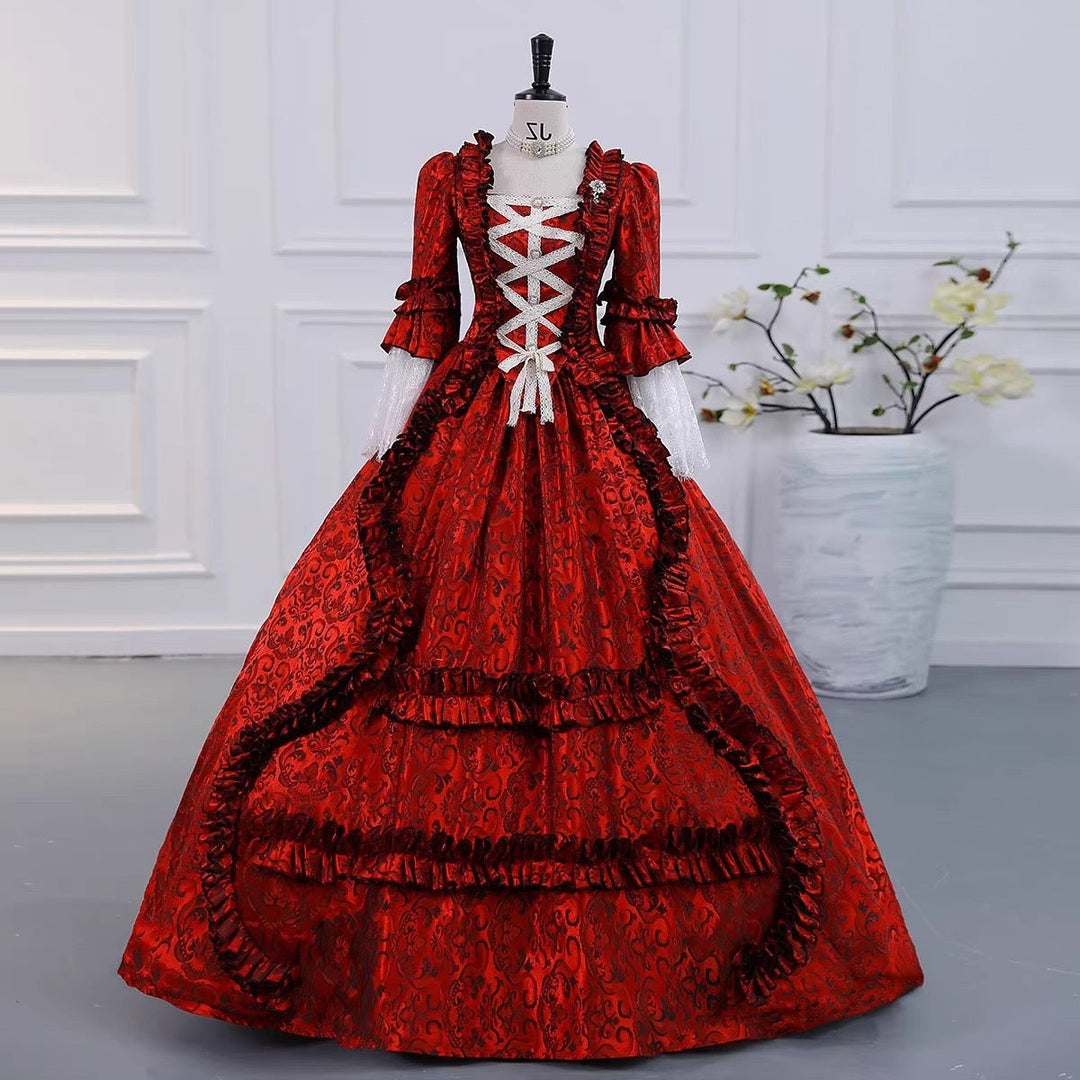 Ball Gown Square Neck 3/4 Length Sleeves Floor-Length Evening Party Gothic Victorian Vintage Inspired Costume Medieval Princess Prom Dress