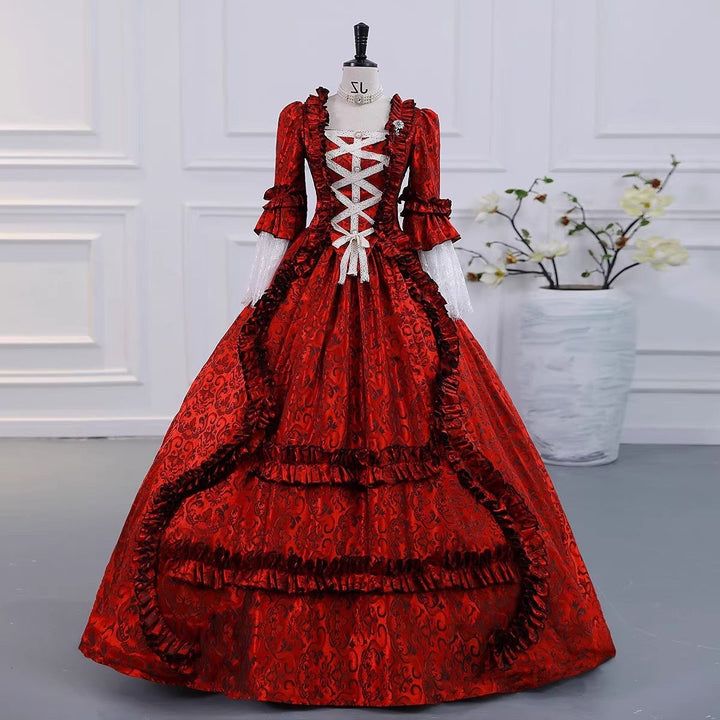 Ball Gown Square Neck 3/4 Length Sleeves Floor-Length Evening Party Gothic Victorian Vintage Inspired Costume Medieval Princess Prom Dress