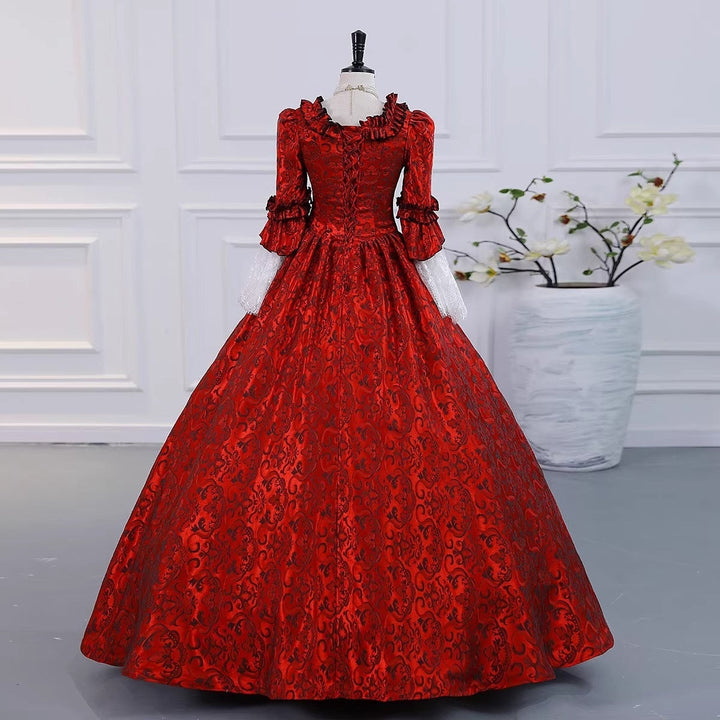 Ball Gown Square Neck 3/4 Length Sleeves Floor-Length Evening Party Gothic Victorian Vintage Inspired Costume Medieval Princess Prom Dress