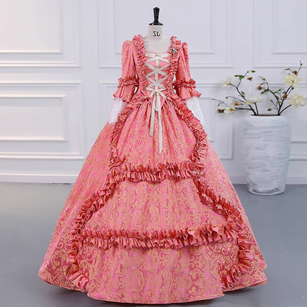 Ball Gown Square Neck 3/4 Length Sleeves Floor-Length Evening Party Gothic Victorian Vintage Inspired Costume Medieval Princess Prom Dress
