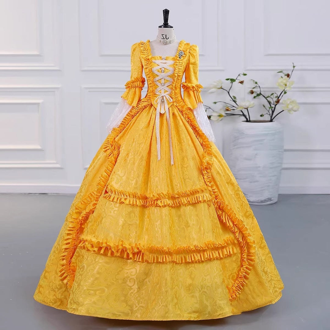 Ball Gown Square Neck 3/4 Length Sleeves Floor-Length Evening Party Gothic Victorian Vintage Inspired Costume Medieval Princess Prom Dress
