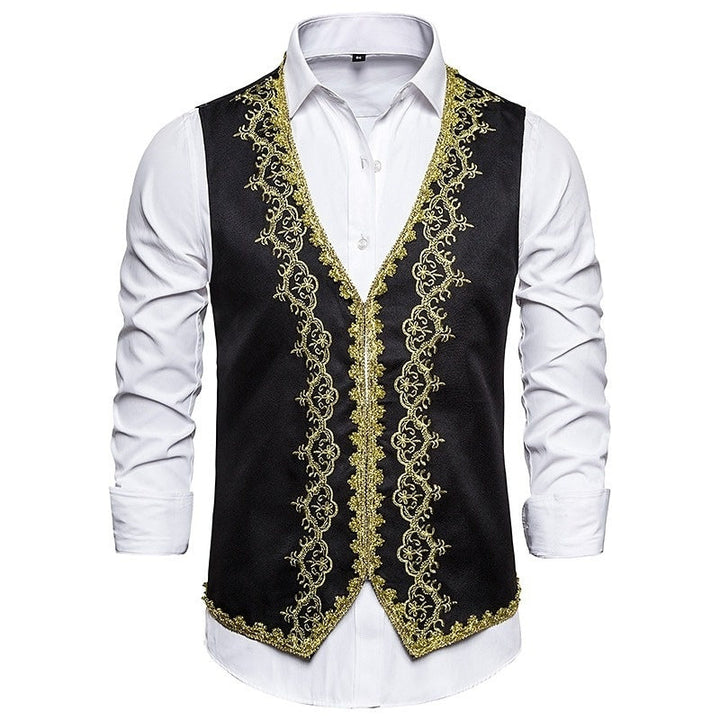 Men's Masquerade Party / Evening Retro Vintage Rococo Victorian Waistcoat Prince Embroidery Vest