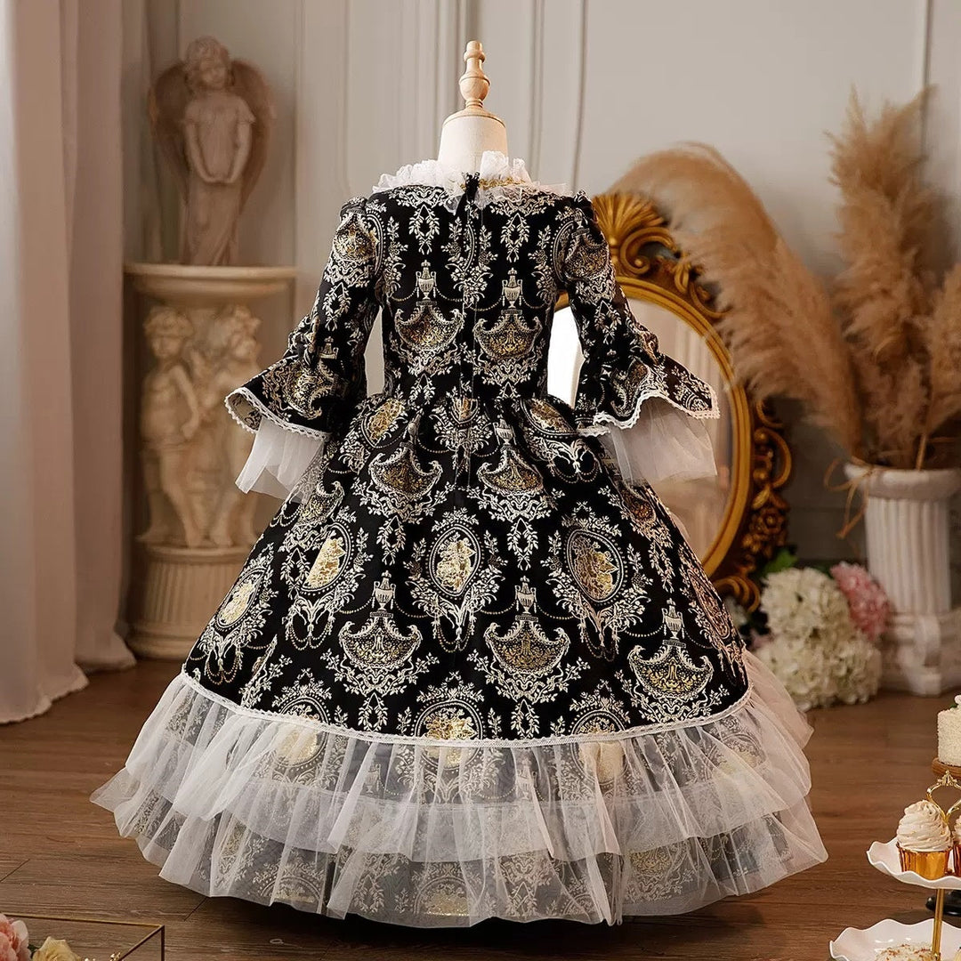 Girl's Ball Gown Round Neck 3/4 Length Sleeves Floor Length Victorian Princess Party Costume Cosplay Masquerade Rococo Party Dress