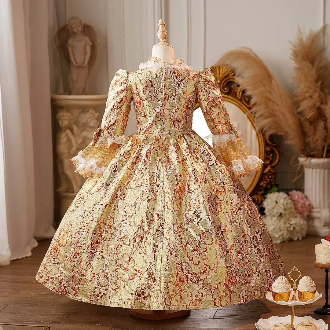 Girl's Ball Gown 3/4 Length Sleeves Floor Length Lace Victorian Princess Costume Cosplay Masquerade Rococo Party Dress with Bowknot