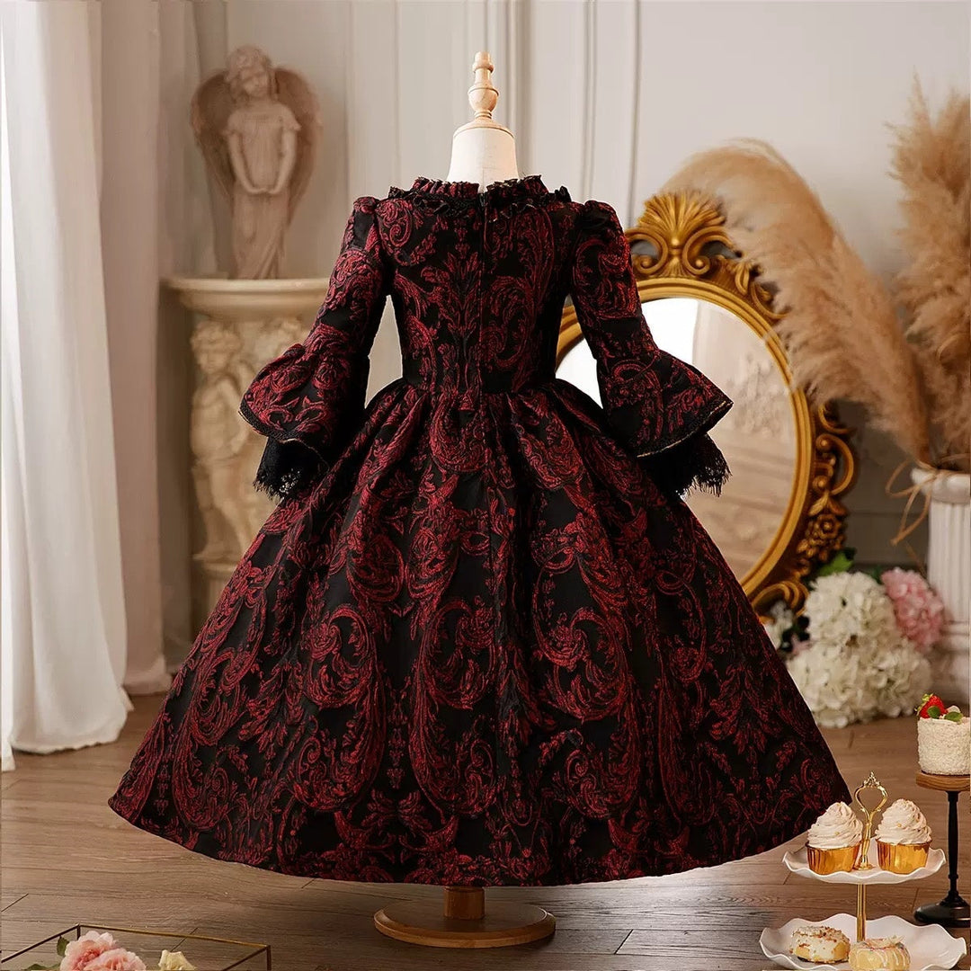 Girl's Ball Gown 3/4 Length Sleeves Floor Length Lace Victorian Princess Costume Cosplay Masquerade Rococo Party Dress with Sequins